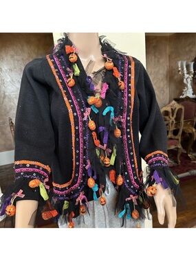 Black Halloween Embellished Women’s Sweater Jacket